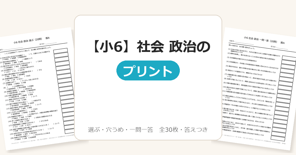 【小6】社会 政治のプリント